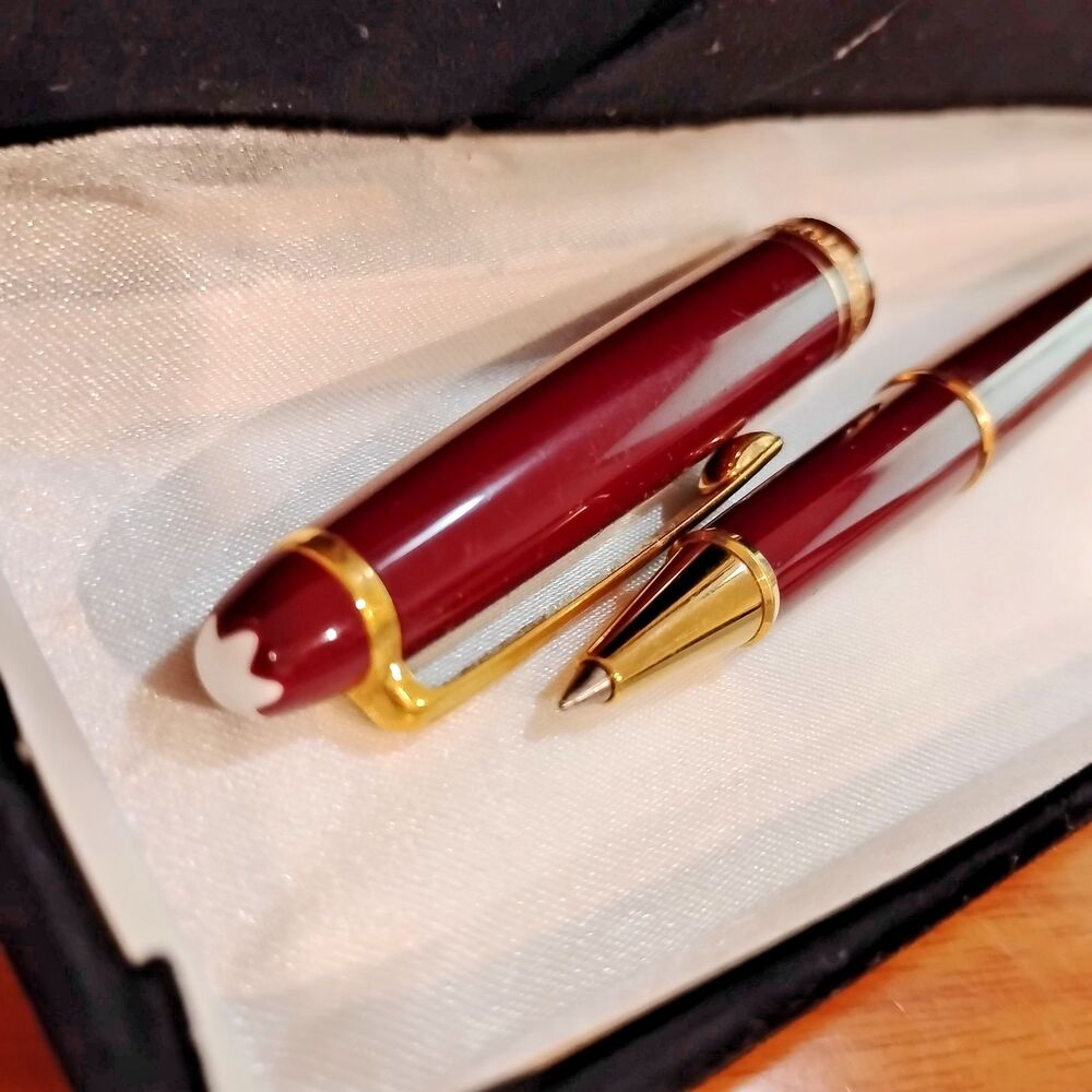 Montblanc Meisterstuck Gold Burgundy Plated Pen with Cap Rollerball Collectible - Picture 3 of 16